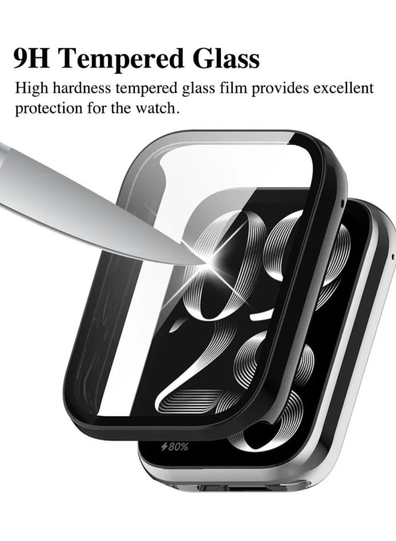 غطاء حماية كامل للساعة مصنوع من الزجاج المقوى وواقي شاشة متوافق مع سوار Xiaomi Smart Band 9 Pro/8 Pro PC (أسود) - Image 2