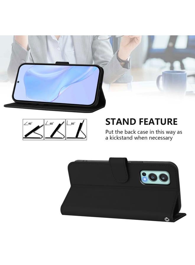 S-TOP Case For OnePlus Nord 2 5G Skin Feel Solid Color Leather Phone Case with Lanyard - Image 3