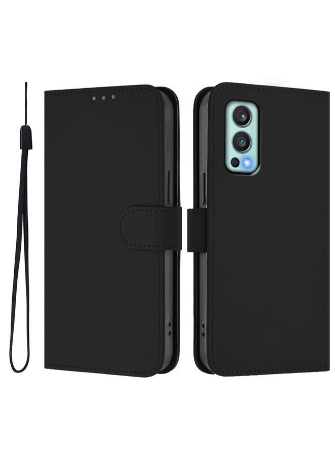 S-TOP Case For OnePlus Nord 2 5G Skin Feel Solid Color Leather Phone Case with Lanyard - Image 2