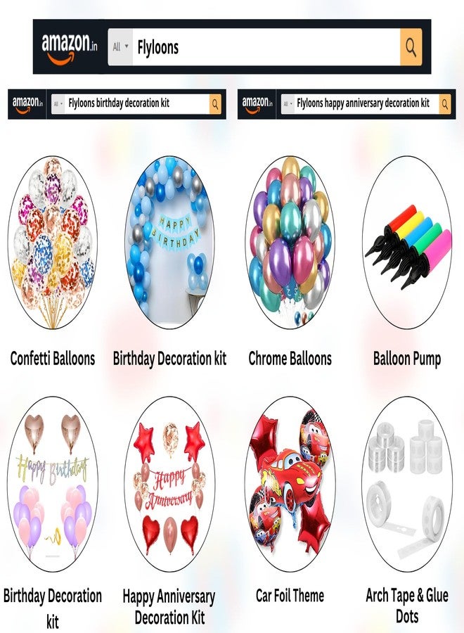 Flyloons 2nd Anniversary Decoration Items Red for Men Women Husband Wife Home Living Room Parent With 10 Pc Confetti Balloons Happy Anniversary Banner 4 Pc Star Heart Set Kit - Image 5