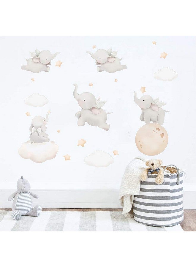 Runtoo Elephant Wall Decal Kids Animals Art Wall Stickers Baby Nursery Bedroom Space Wall Décor - Image 2