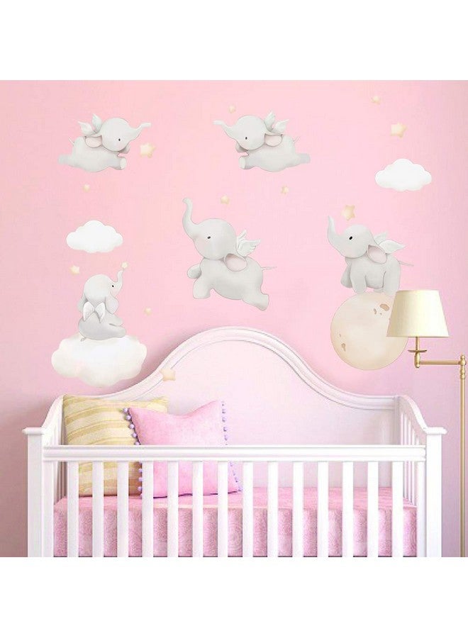 Runtoo Elephant Wall Decal Kids Animals Art Wall Stickers Baby Nursery Bedroom Space Wall Décor - Image 3