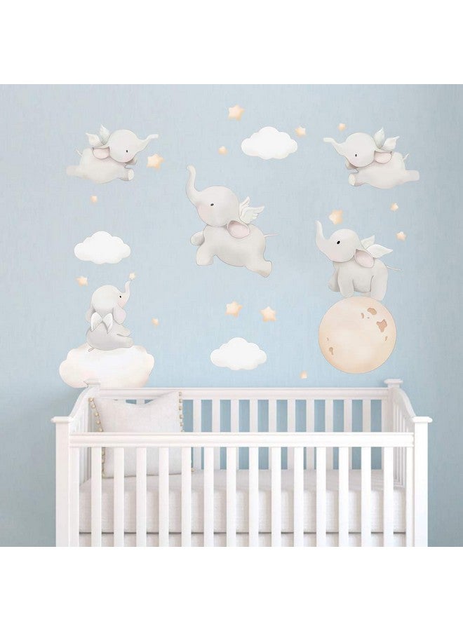 Runtoo Elephant Wall Decal Kids Animals Art Wall Stickers Baby Nursery Bedroom Space Wall Décor - Image 1
