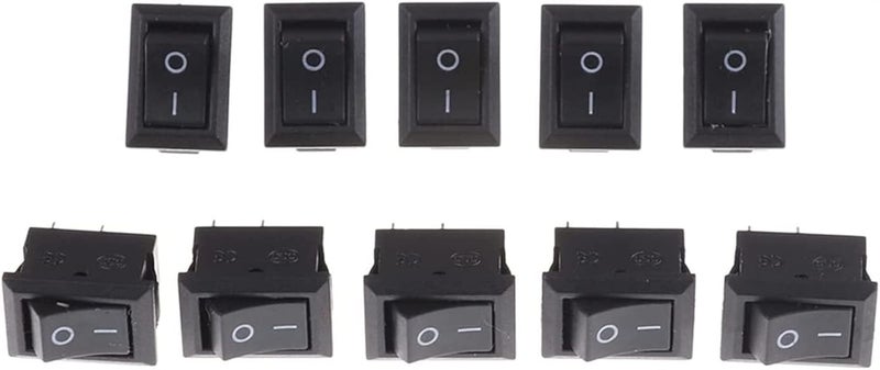 Black KCD1 Rocker Switch SPST 10mm Snap In On Off Micro Switch 3A 250V 10 Pcs - Image 1