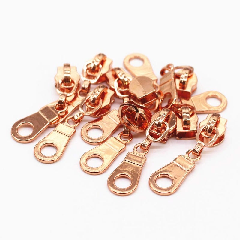 YaHoGa 50PCS #5 Rose Gold Pulls for Nylon Coil Zippers - Zipper Sliders for Luggages, Purses, Bags - Bulk - Image 3