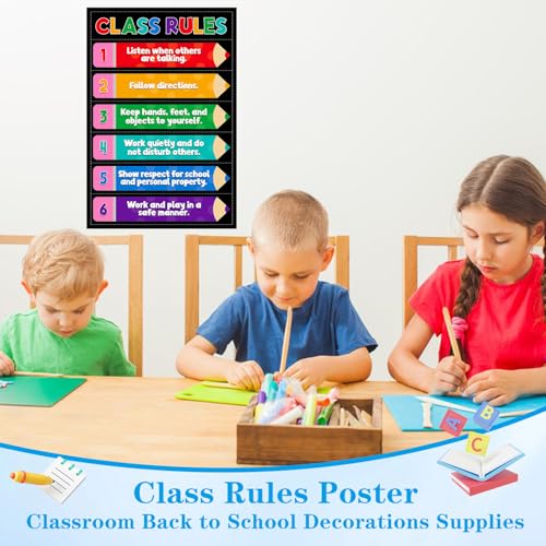 D4DREAM Classroom Rules Poster - 11.2''x16.5'' Colorful Classroom Educational Poster Teacher Must Haves for Classrooms Elementary Preschool Kindergarten Decorations Back to School Teacher Supplies - Image 3