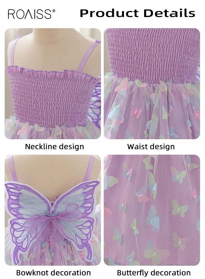 رويس فستان صيفي للفتيات بتصميم أجنحة الفراشة، فستان كاميسول فريد من نوعه بحمالة قابلة للتعديل، فستان أنيق وعصري للفتيات، مناسب للارتداء اليومي أو أي مناسبة - Image 5