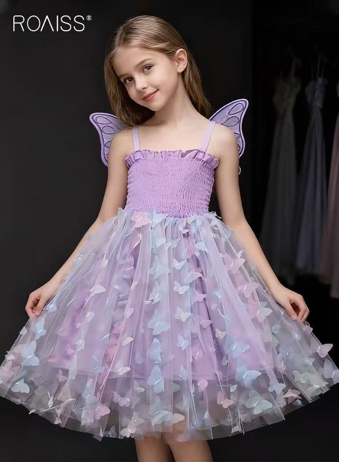 رويس فستان صيفي للفتيات بتصميم أجنحة الفراشة، فستان كاميسول فريد من نوعه بحمالة قابلة للتعديل، فستان أنيق وعصري للفتيات، مناسب للارتداء اليومي أو أي مناسبة - Image 4