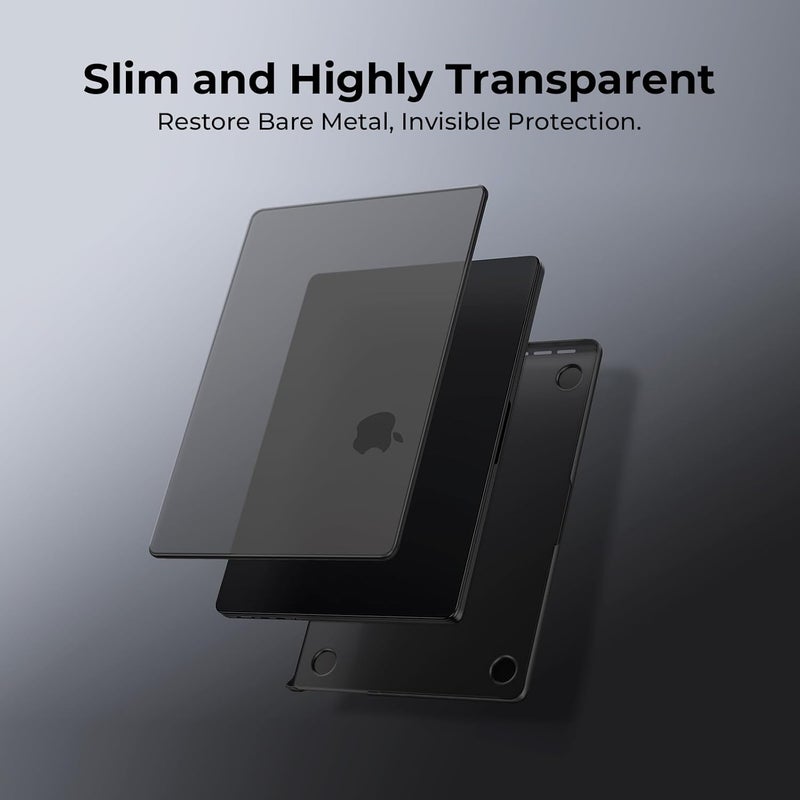 إيوكو غطاء متوافق مع MacBook Pro مقاس 14 بوصة M5 2026 2025-2021، A3426 A3427 A3434 M4 A3112 A3185 A3401 M3 A2918 A2992 M2 A2779 M1 A2442 Pro/Max، غطاء صلب فائق الرقة شفاف - أسود منتصف الليل - Image 2