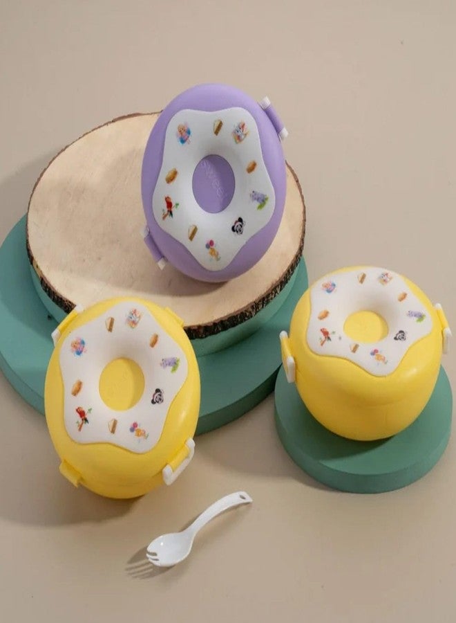VAJASIL Donut Shaped Double Insulated Lunch Box, Divided Sections to Neatly Separate Snacks | Veggies | Fruits | and Mains | Compact Size Perfect for School Bags | Office Use | Or Picnics (1 Pcs) - Image 4