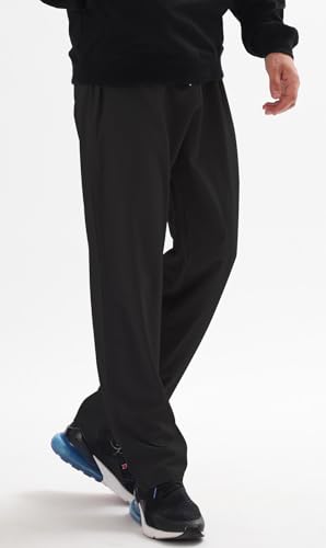 AIRIKE Athletic Pants for Men Water Resistant Quick Dry Lightweight Polyester Workout Warm Up Hiking Sweatpants with Pockets Black - Image 2