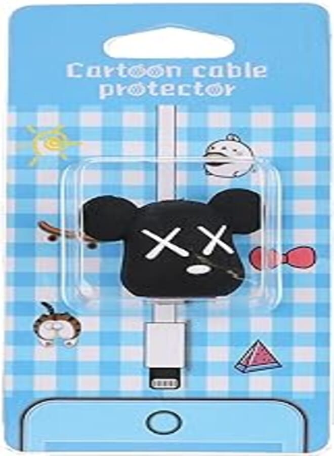 Generic Silicone Cable Bite With Mouse Design For Your Charging Cord - Black White