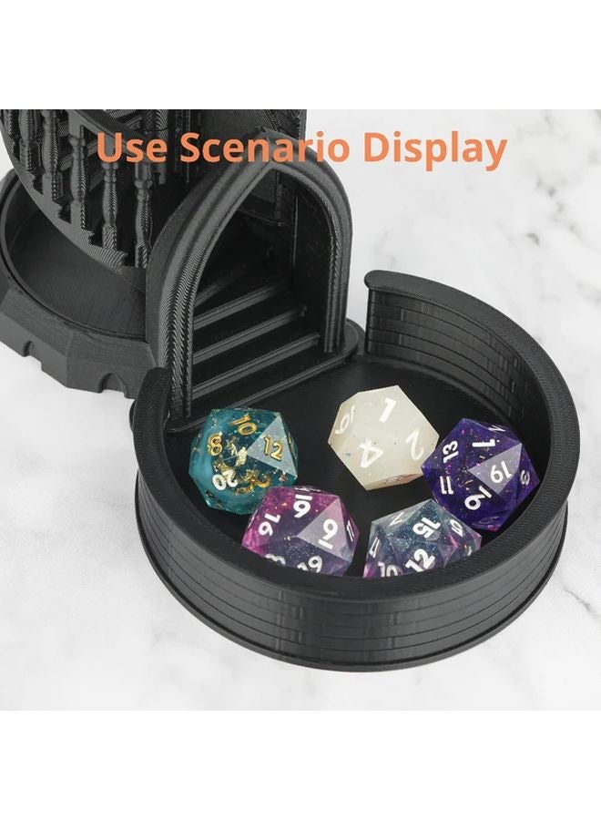 Black Dice Tower Castle With Tray For Dungeons Dragons RPG Tabletop Games - Image 4