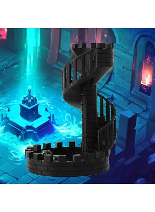Black Dice Tower Castle With Tray For Dungeons Dragons RPG Tabletop Games - Image 5