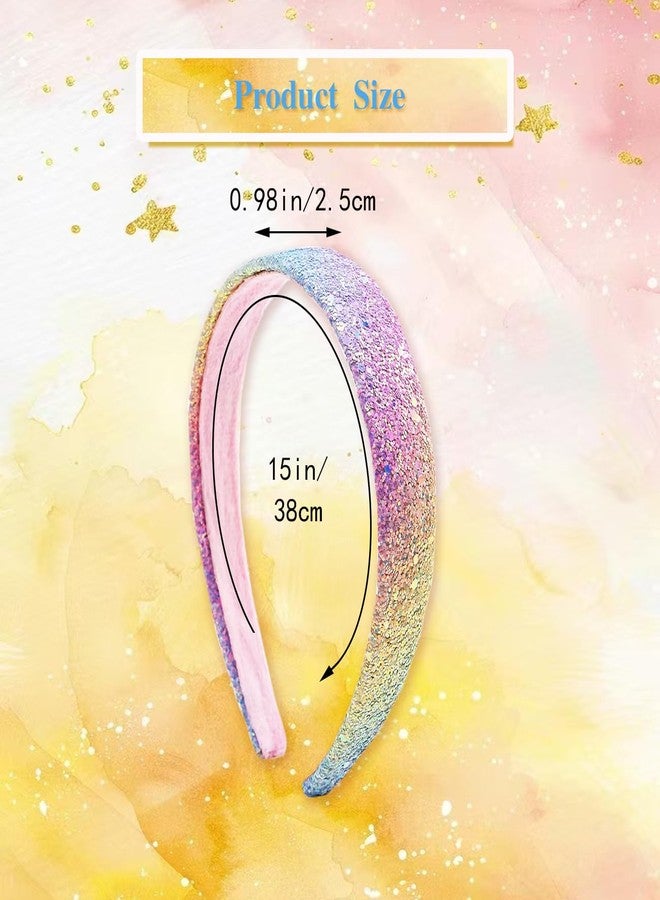 Tovyzalg Sequin Headband for Girls, Rainbow Hair Bands Accessories for Kids, Wide Glitter Headbands for Little Girl, Cute Sequined Hairbands for Girls, Cute Headband for Back to School - Image 5