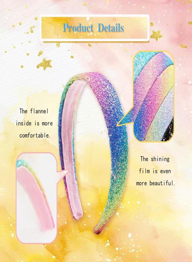 Tovyzalg Sequin Headband for Girls, Rainbow Hair Bands Accessories for Kids, Wide Glitter Headbands for Little Girl, Cute Sequined Hairbands for Girls, Cute Headband for Back to School - Image 4
