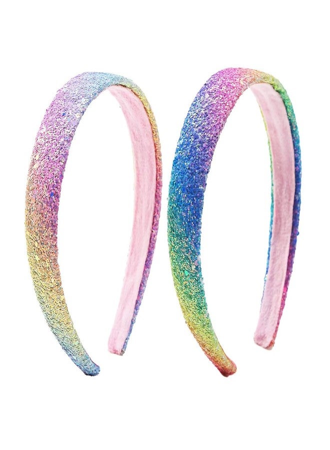 Tovyzalg Sequin Headband for Girls, Rainbow Hair Bands Accessories for Kids, Wide Glitter Headbands for Little Girl, Cute Sequined Hairbands for Girls, Cute Headband for Back to School - Image 1