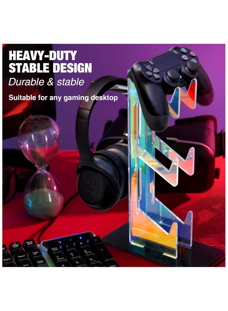 Iridescent Acrylic Multi-Tier Universal Game Controller Headset Holder Stand for PS5 Xbox ONE Switch Colorful Controller Stand Gaming Accessories Anti-Slip Stable Headphone Holder (3-Tier) - Image 2