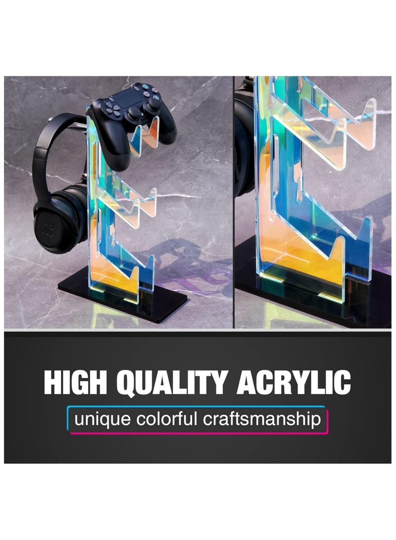 Iridescent Acrylic Multi-Tier Universal Game Controller Headset Holder Stand for PS5 Xbox ONE Switch Colorful Controller Stand Gaming Accessories Anti-Slip Stable Headphone Holder (3-Tier) - Image 4