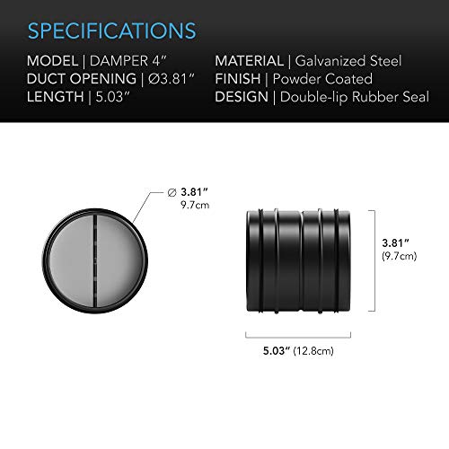 AC Infinity 4" Backdraft Damper, One-Way Airflow Ducting Insert with Spring-Loaded Folding Blades for 4” Ducting in Range Hoods and Bathrooms Fans - Image 4