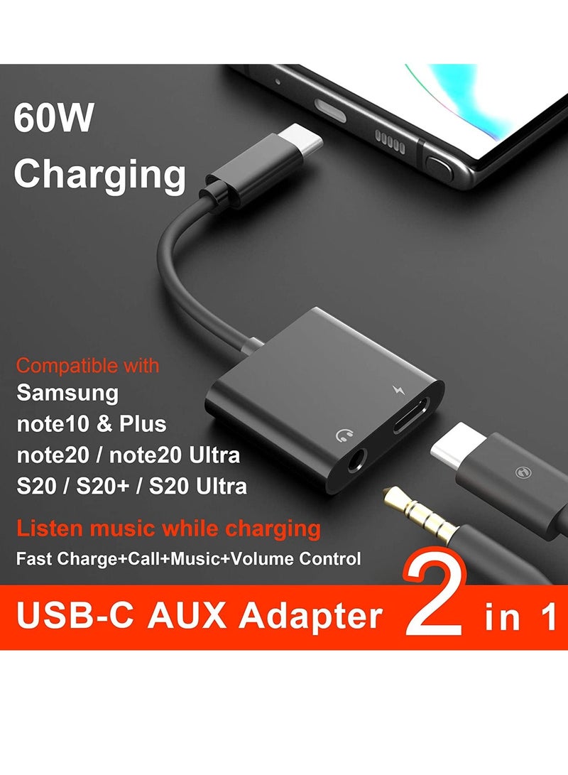 USB C to 3.5mm Headphone Adapter,60W Fast Charge,ivoros Type C Audio Jack Earphone Aux Converter,Work for iPad Pro/Air 4 - Image 2