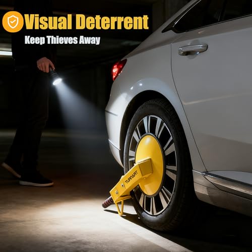 TURNART Universal Wheel Lock Anti Theft for Cars SUV Camper Trailer, 3 Keys, 1 Crank, Yellow - Image 4