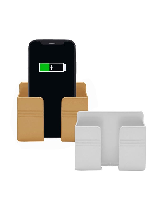 Peachjoy 2pcs phone holder wall mounted, phone stand with self adhesive, phone holder for RV charging, compatible with iPhone and Android