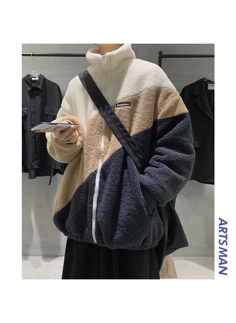 Generic - Casual Spring Autumn Sherpa Jacket for Men Coat Blue - Image 1