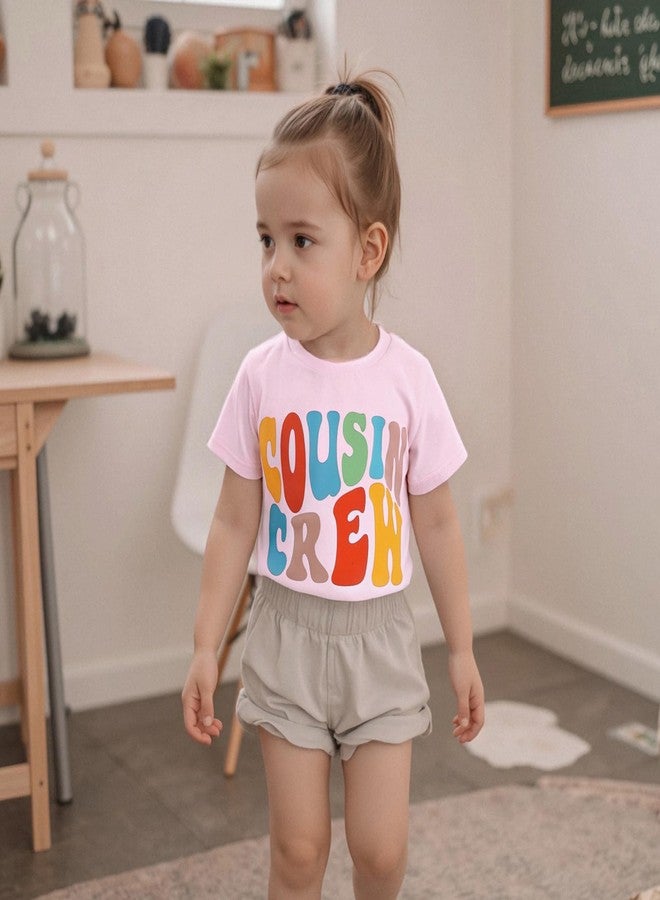 Ayalinggo Sibling Matching Outfits for Kids Little Girl Boy Short Sleeve Cousin Crew Shirt Colorful Print Summer Clothes (Pink Cousin, 4-5 Years) - Image 2