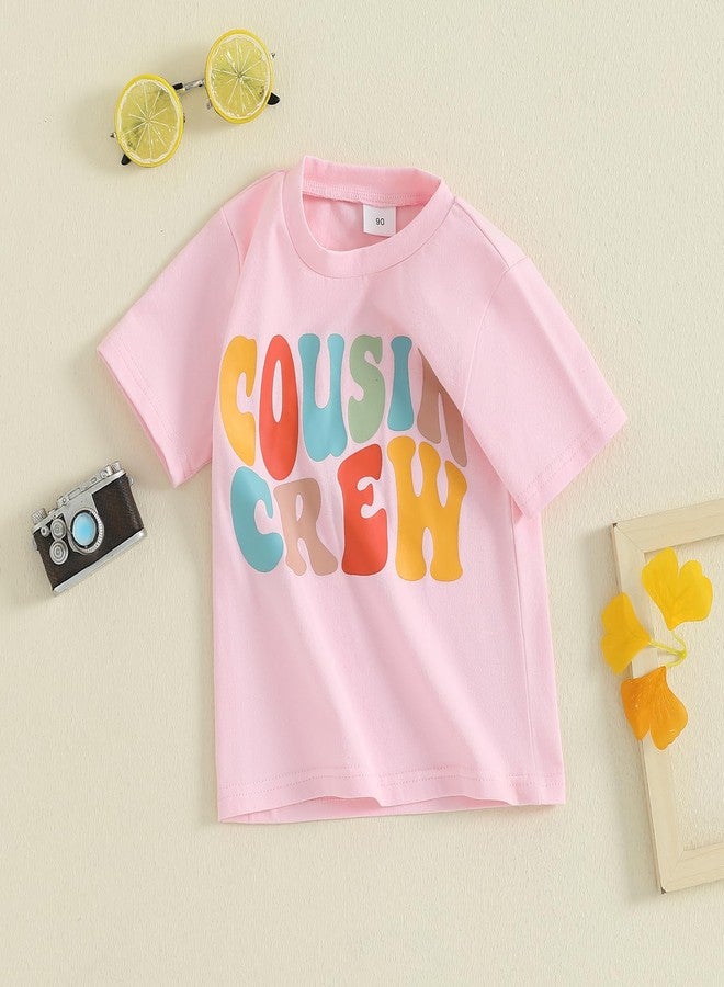 Ayalinggo Sibling Matching Outfits for Kids Little Girl Boy Short Sleeve Cousin Crew Shirt Colorful Print Summer Clothes (Pink Cousin, 4-5 Years) - Image 4