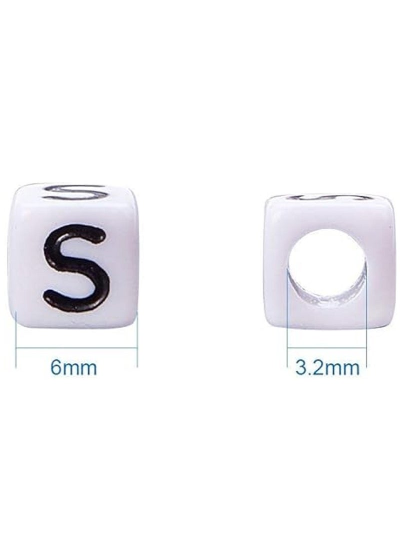 300Pcs Acrylic Cube Letter Beads White Black  Jewellery Making - Image 4