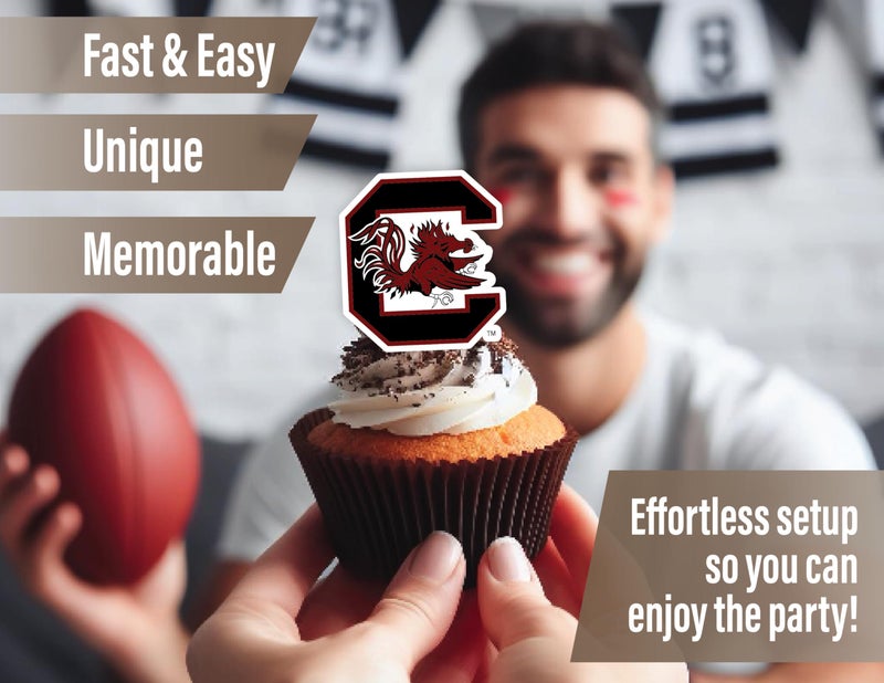 PartyKandy South Carolina Gamecocks Cupcake Toppers (24 Pcs) South Carolina University Party Supplies for Football  Birthday Gift  Graduation Party Decorations (South Carolina Gamecocks) - Image 2