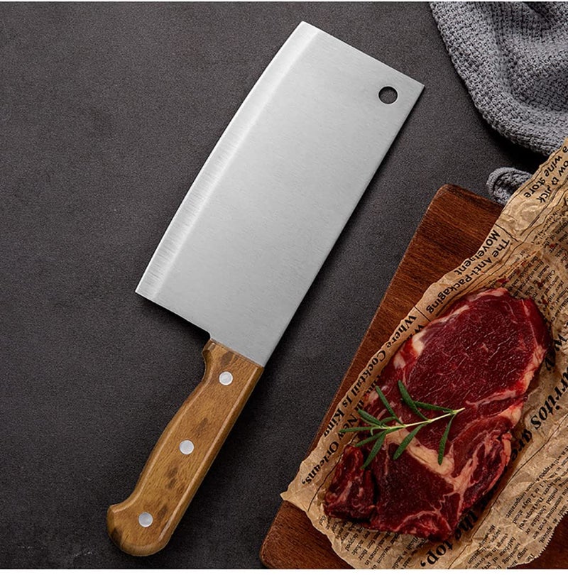 Eletree Meat Cleaver 7 inch Stainless Steel Meat Cleaver Knife High Carbon Professional Chopping Cutting Vegetables Big Butcher Ultra Sharp - Image 3
