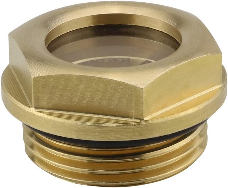 klarako 2PCS Oil Level Sight Glass G3/4 Male Threaded Fittings Air Compressor Fitting Level Gauge Compressor Sight Glass Oil Liquid Fitting No Leak Good Seal Thread Engage Well Firm, Gold - Image 3