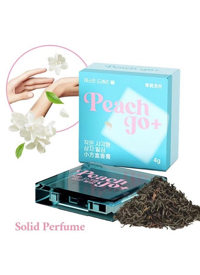 pudaier - Peach Jo+Solid Perfume，Fresh Smearing Perfume Ointment Portable Lightweight Fragrance Body, Natural Fragrance Parfum for Men and Women，Oriental Jasmine Longjing 4g - Image 1