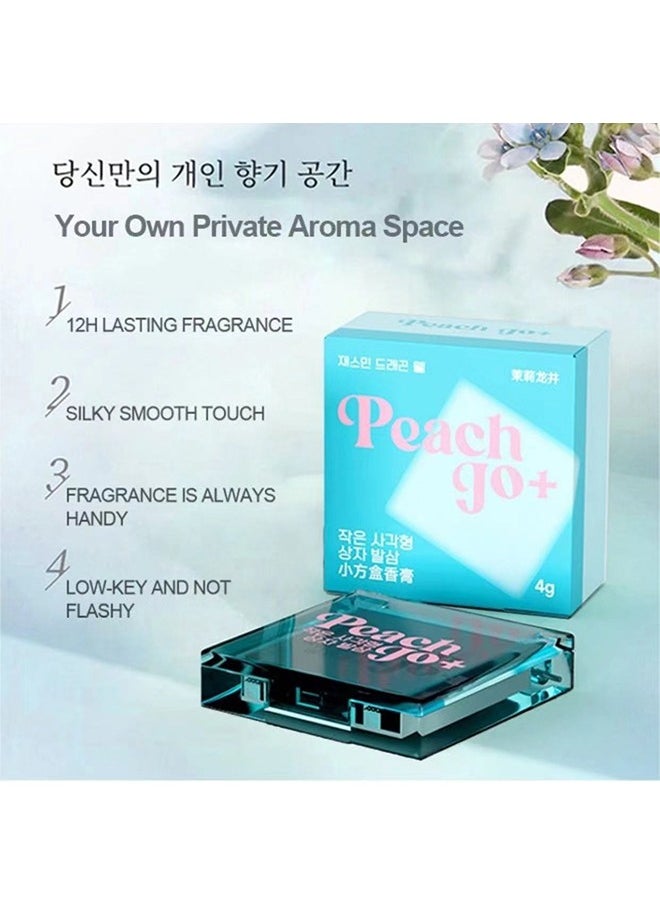 pudaier - Peach Jo+Solid Perfume，Fresh Smearing Perfume Ointment Portable Lightweight Fragrance Body, Natural Fragrance Parfum for Men and Women，Oriental Jasmine Longjing 4g - Image 1