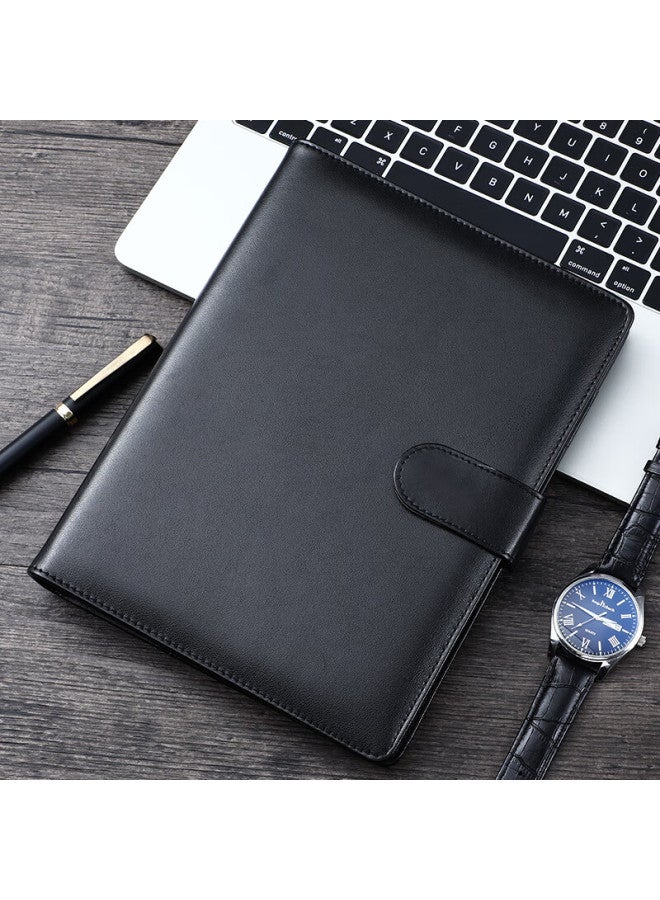Longe Langjie Business Notebook With Detachable Buckle Loose-Leaf Notebook Removable Notebook Stationery Loose-Leaf Notepad Office Meeting Record Book Diary Customized Logo A5 Black - Image 1