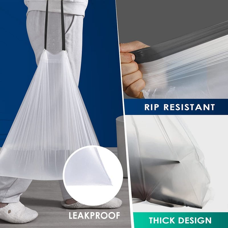 RayPard 120 Counts 2.6 Gallon Small Drawstring Trash Bags Garbage Bags by RayPard, Small Strong Plastic Bags fit 7.5-10 Liter Trash Can for Home Office Kitchen Bathroom Bedroom, White Waste Basket Liners - Image 5