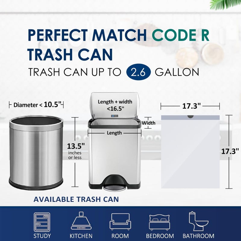 RayPard 120 Counts 2.6 Gallon Small Drawstring Trash Bags Garbage Bags by RayPard, Small Strong Plastic Bags fit 7.5-10 Liter Trash Can for Home Office Kitchen Bathroom Bedroom, White Waste Basket Liners - Image 2