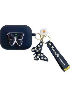 Butterfly Air Pods Pro 2 Case, Shock Resistant Silicone 3D Butterfly Case Keychain Women Girls Gift