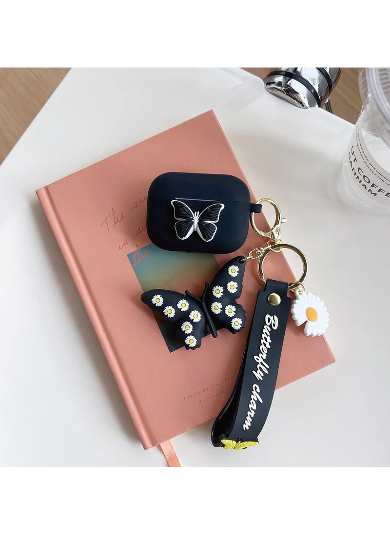 General - Butterfly Air Pods Pro 2 Case, Shock Resistant Silicone 3D Butterfly Case Keychain Women Girls Gift - Image 1