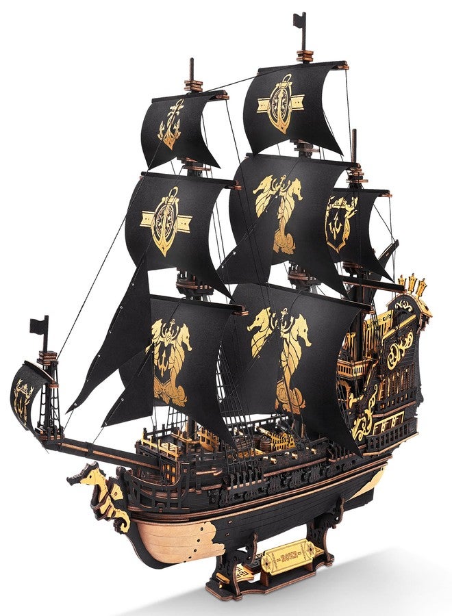 ROKR Seahorse Barque 3D Wooden Puzzle for Adult - Sailboat Model Kit, 603-Piece DIY Assembly, 1:100 Scale Sailboat MCB02 - Image 1
