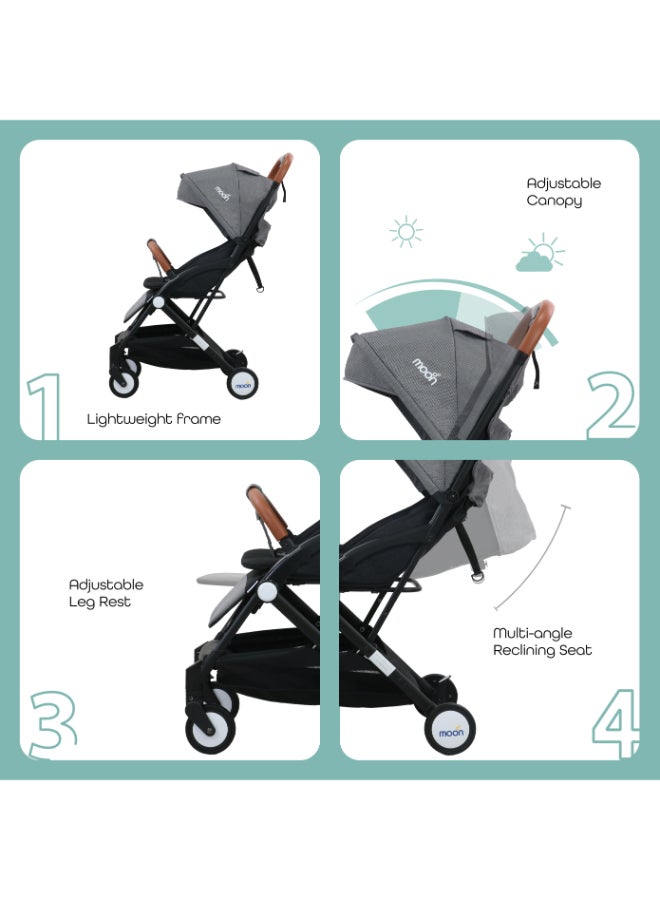 Moon Ritzi Cabin Stroller - Black/Grey Dots - Image 4