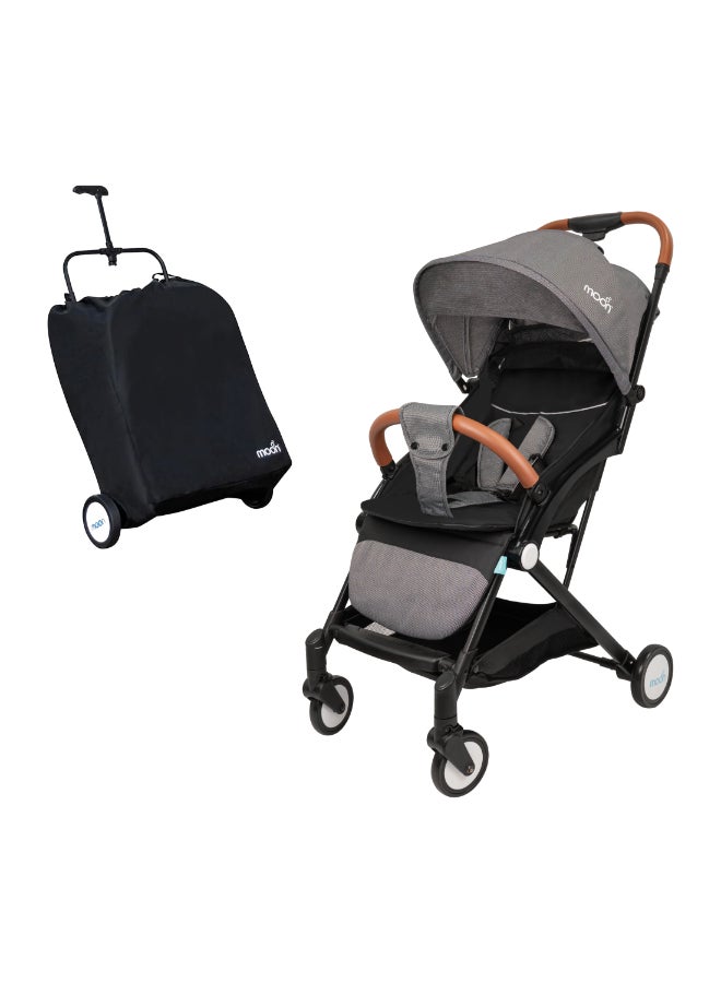 Moon Ritzi Cabin Stroller - Black/Grey Dots - Image 1