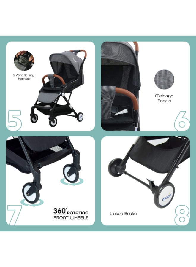 Moon Ritzi Cabin Stroller - Black/Grey Dots - Image 5
