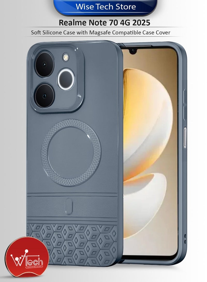 Wtech Realme Note 70 4G 2025 Soft Silicone Case with Magsafe Compatible Case Cover (MCMPMN) - Grey & Realme Note 70 4G 2025 / Realme Note 70T Premium E2E Series Full Glue Full Cover Tempered Glass Screen Protector (MSGECN) - Clear/Black Bundle - Image 2