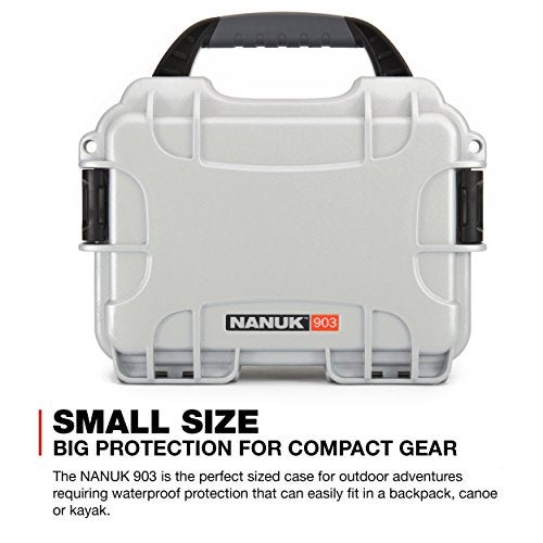 Nanuk 903 Small Waterproof Hard Case with Foam Insert 9.1" x 6.8" x 3.8"- Silver - Image 2