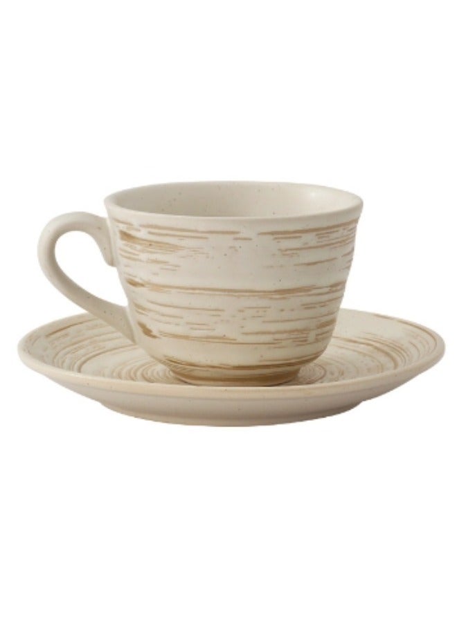 HOOPZOZA Ceramic Coffee Cup and Saucer Microwave and Dishwasher Safe for Mug Turkish Demitasse Saudi Tea Cappuccino Latte 210ml - Image 1