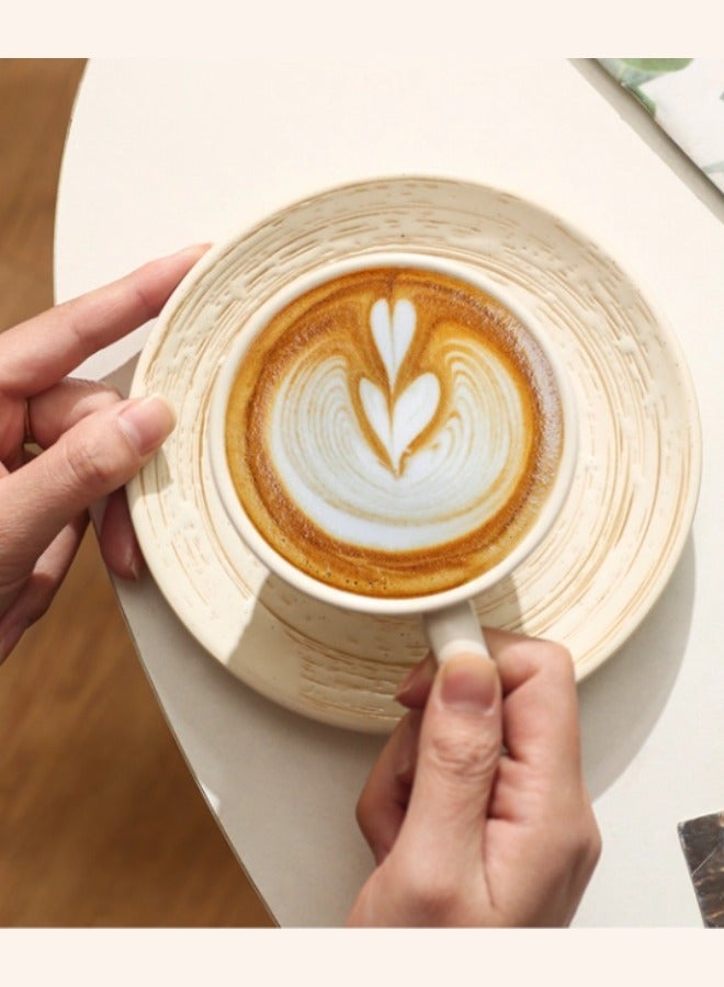 HOOPZOZA Ceramic Coffee Cup and Saucer Microwave and Dishwasher Safe for Mug Turkish Demitasse Saudi Tea Cappuccino Latte 210ml - Image 3