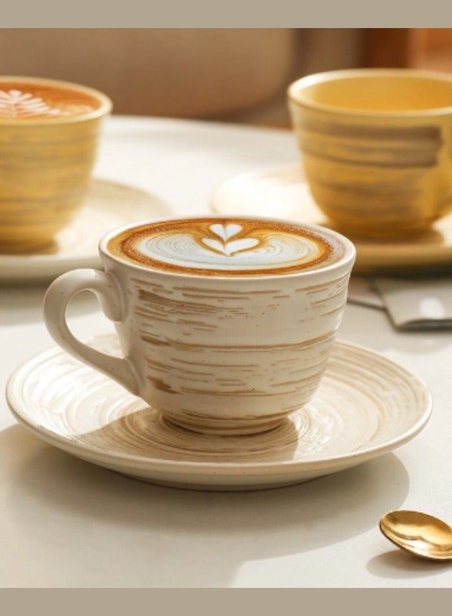 HOOPZOZA Ceramic Coffee Cup and Saucer Microwave and Dishwasher Safe for Mug Turkish Demitasse Saudi Tea Cappuccino Latte 210ml - Image 4